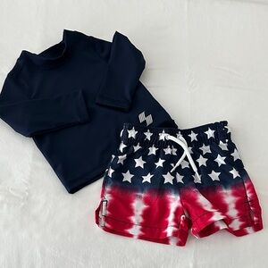 Place Sport Patriotic Star Boy’s Swim Rashguard Set